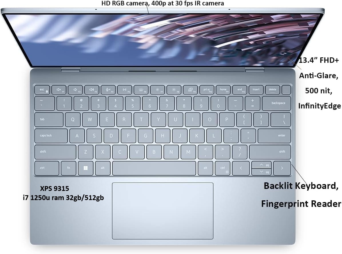 Dell xps 9315 i7 ram 32gb ssd 512gb